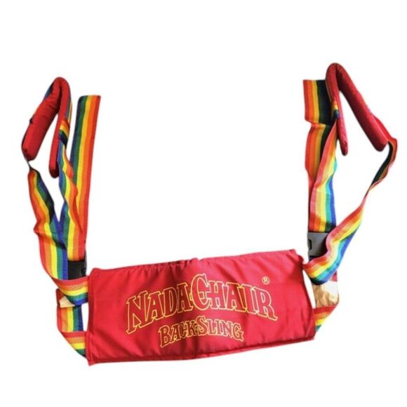 Nada Chair BackSling Adjustable Back Support Posture Pain Relief Rainbow Vintage - Picture 1 of 8